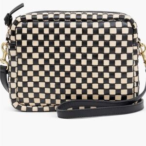 NWOT Clare V. Black & Cream Woven Checker Midi Sac with dust bag